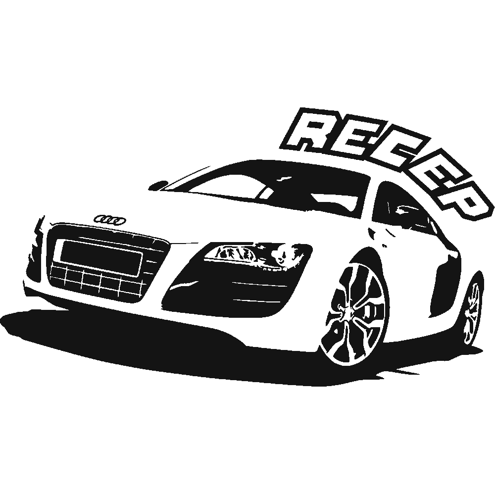 Muur sticker: aanpassing van Recep - Audi R8 - 2