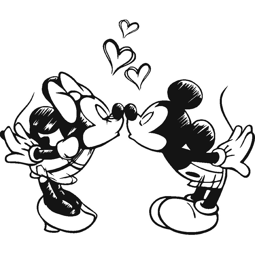 Muur sticker: aanpassing van Mickey - Minnie Esquisse