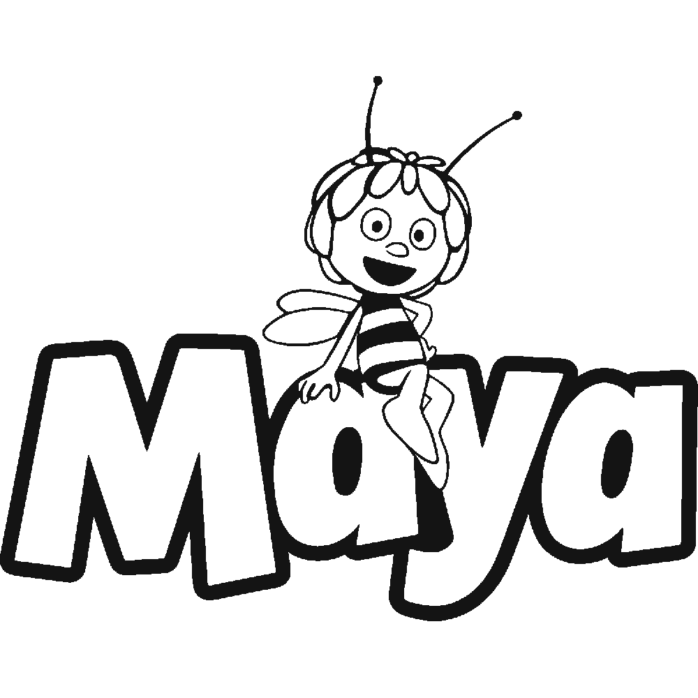 Muur sticker: aanpassing van Maya l'abeille + Texte