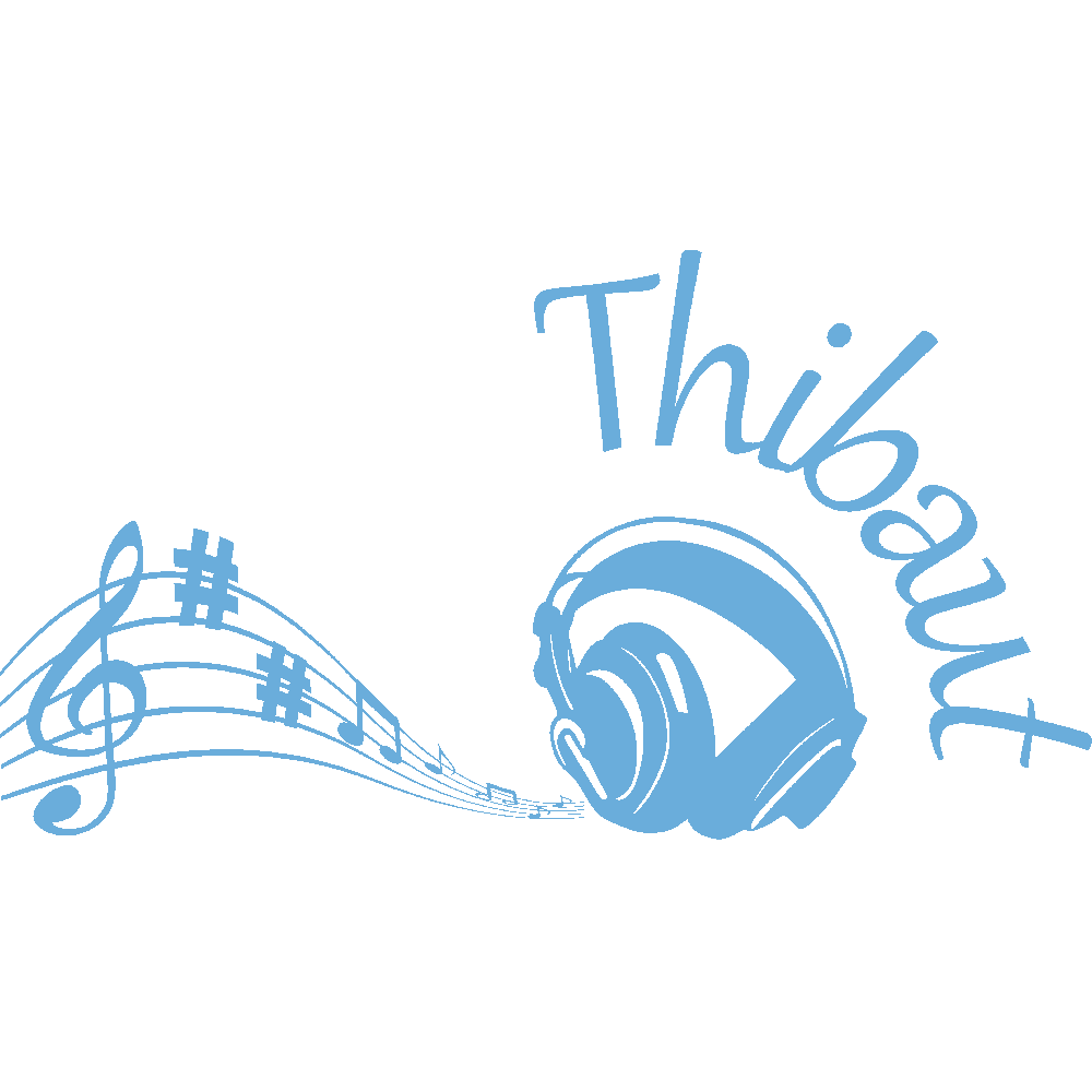 Wall sticker: customization of Thibaut Casque et notes de musique