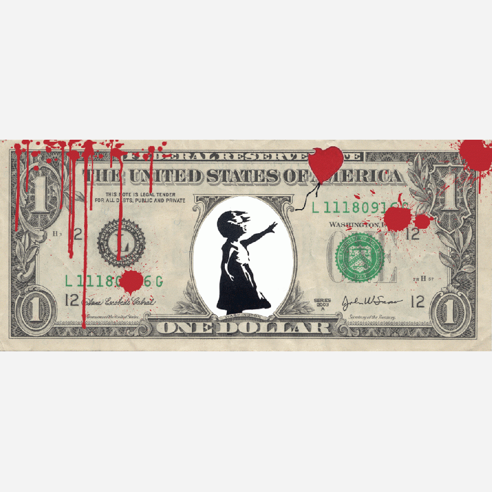Customization of One Dollar Banksy 02 Imprim