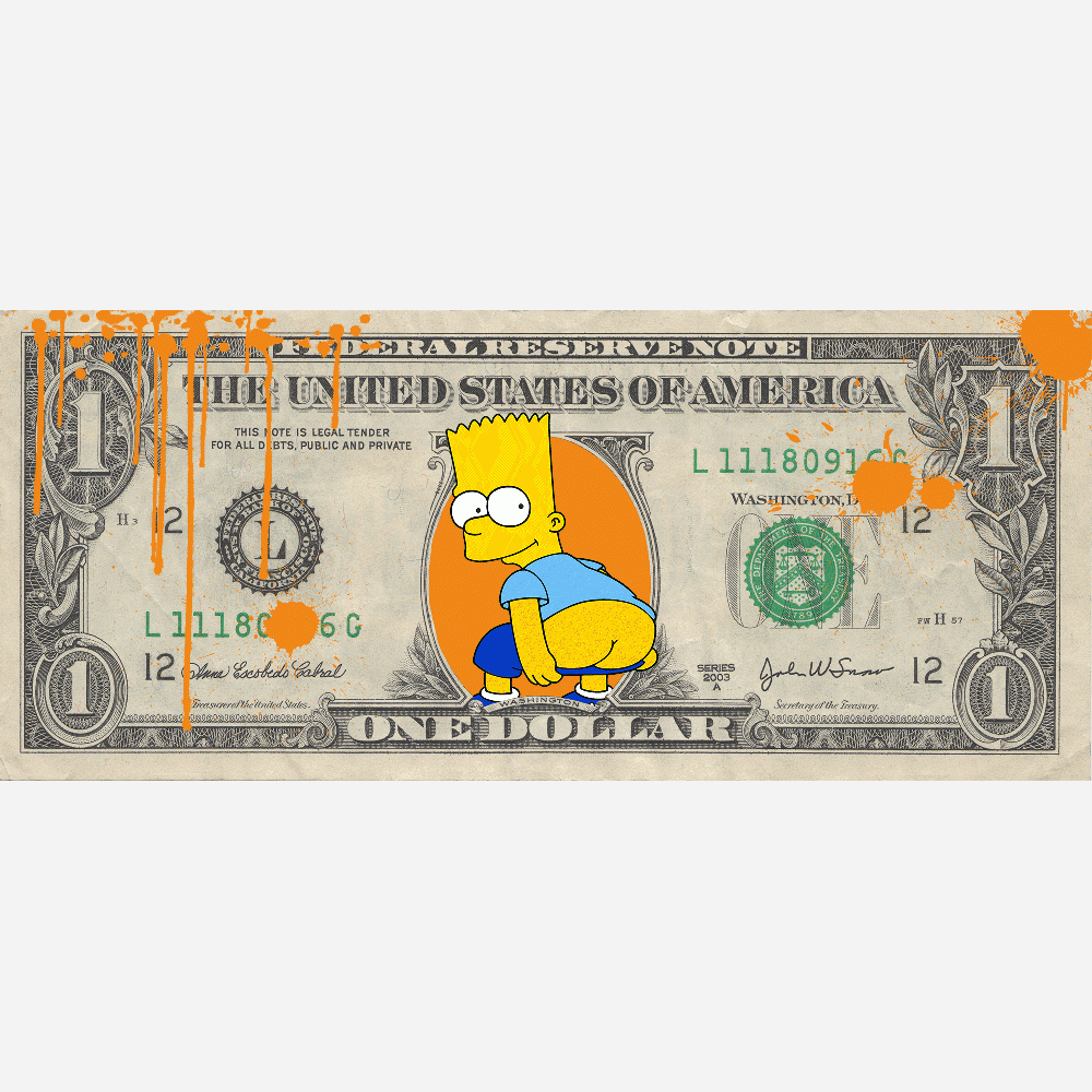 Aanpassing van One Dollar Bart Simpson Imprim