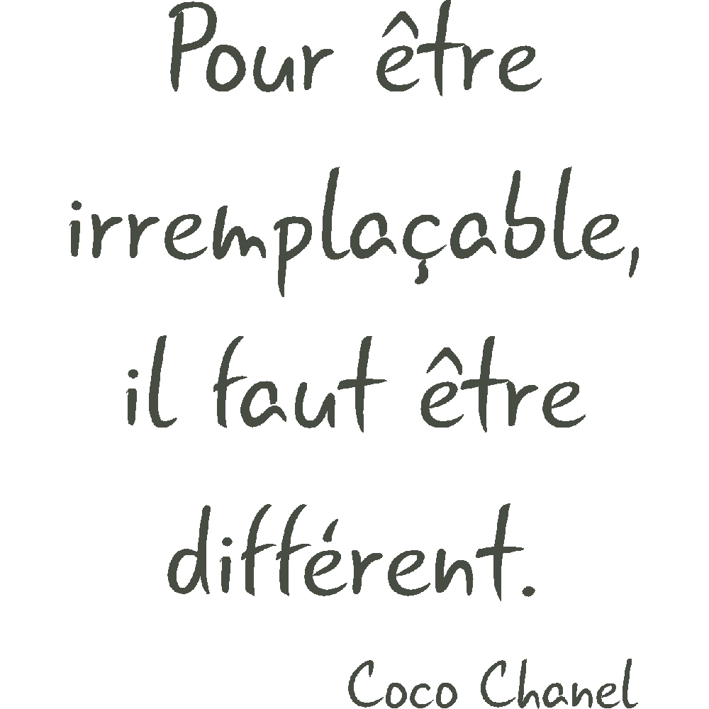 Sticker mural: personnalisation de Irremplaable - Coco Chanel