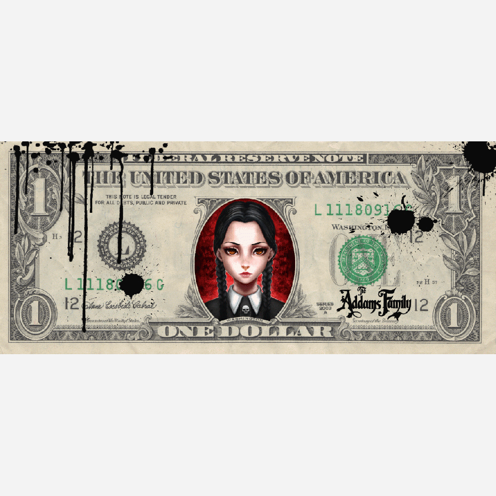 Aanpassing van One Dollar Wednesday Addams Imprim