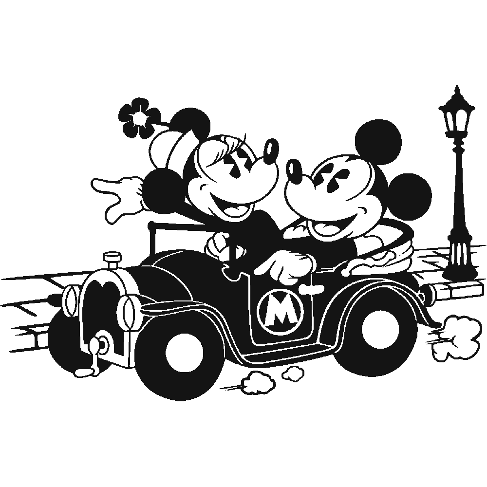 Sticker mural: personnalisation de Mickey et Minnie - Auto