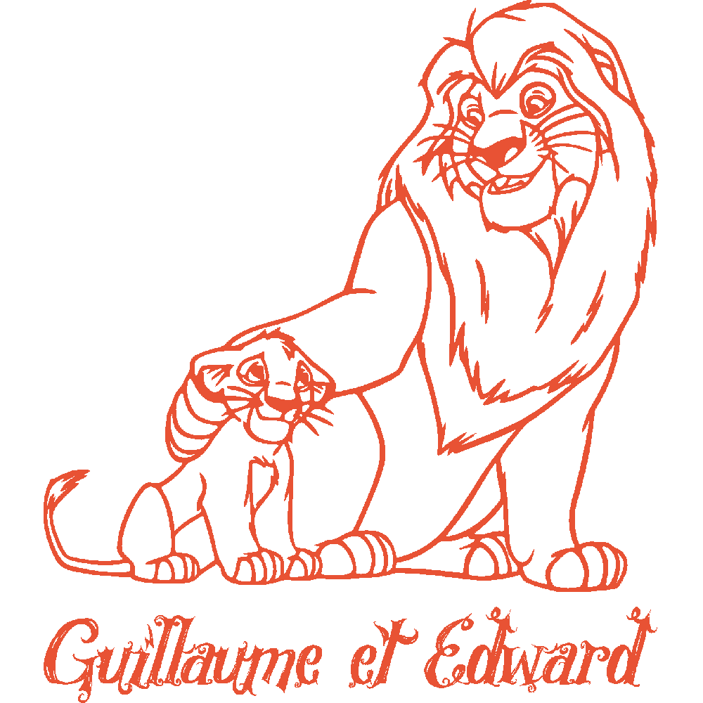 Muur sticker: aanpassing van Guillaume et Edward - Roi Lion
