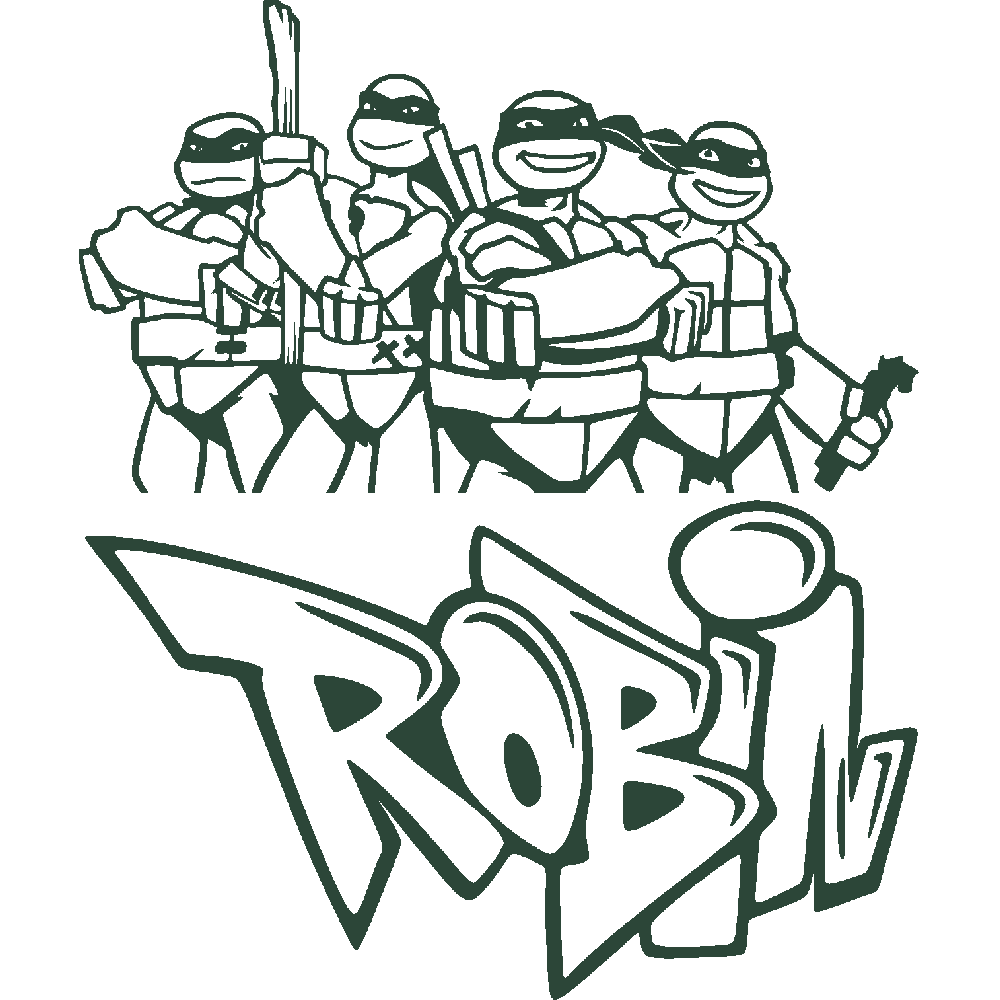 Muur sticker: aanpassing van Robin Graffiti Tortues Ninja