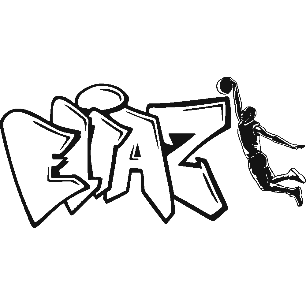 Sticker mural: personnalisation de Eliaz Graffiti Basketball