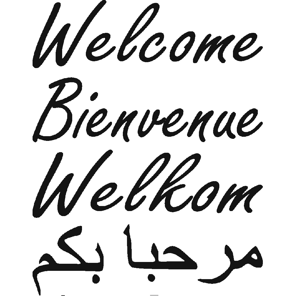 Sticker mural: personnalisation de Bienvenue 4 langues