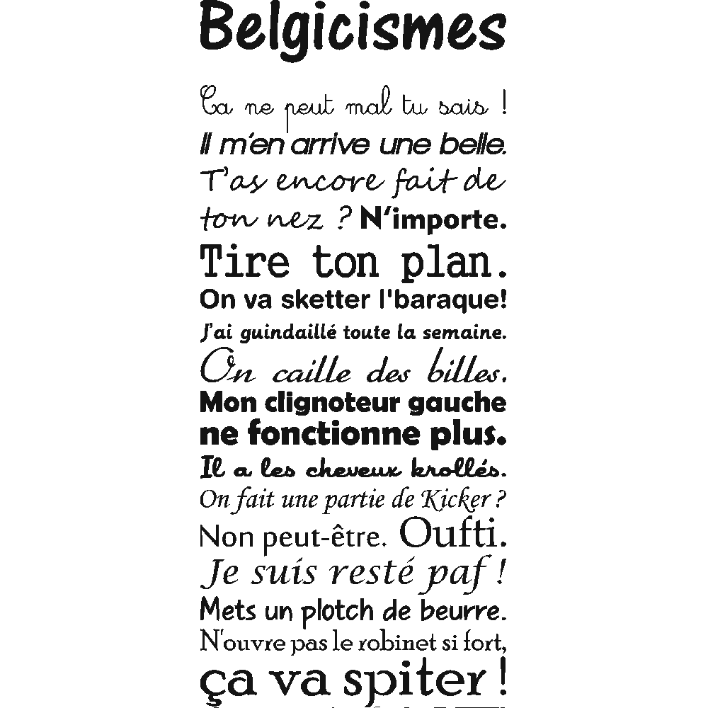 Wall sticker: customization of Les Belgicismes