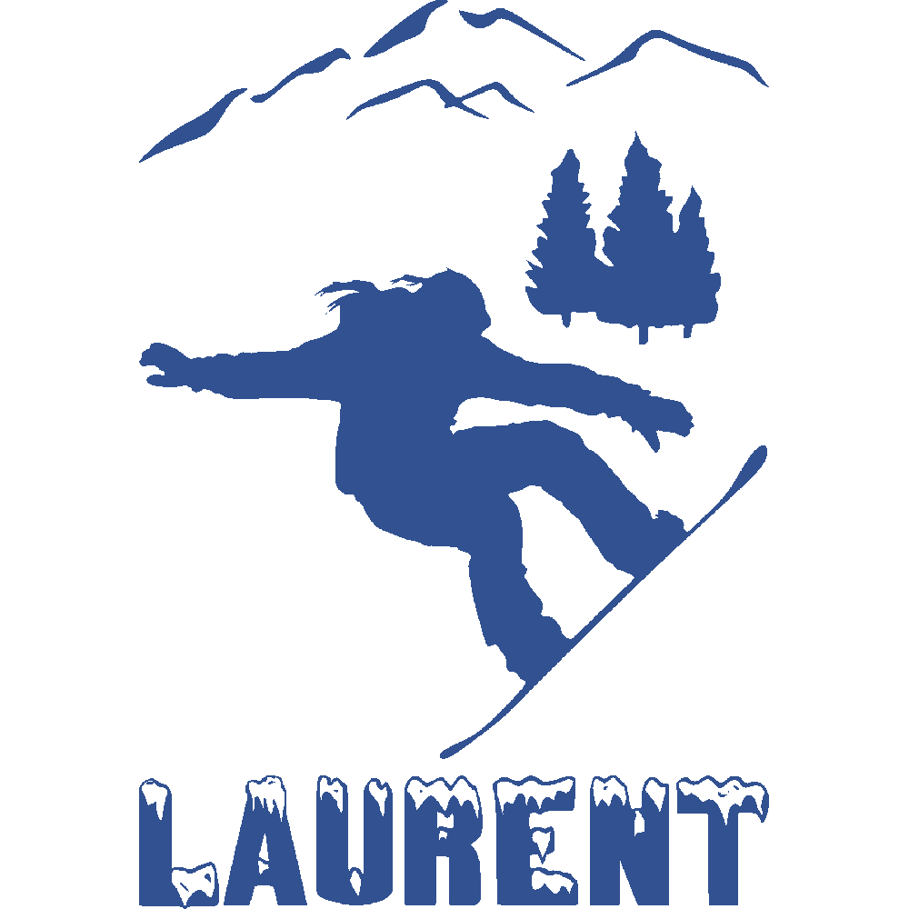 Sticker mural: personnalisation de Laurent Snowboard Montagne