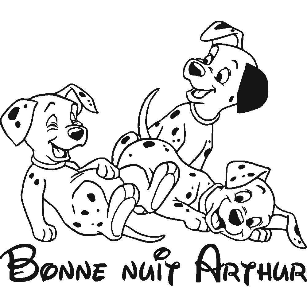 Wall sticker: customization of Bonne nuit - Dalmatiens