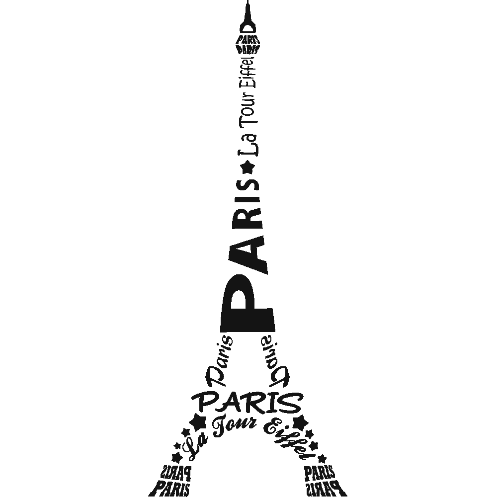 Muur sticker: aanpassing van Tour Eiffel - Texte