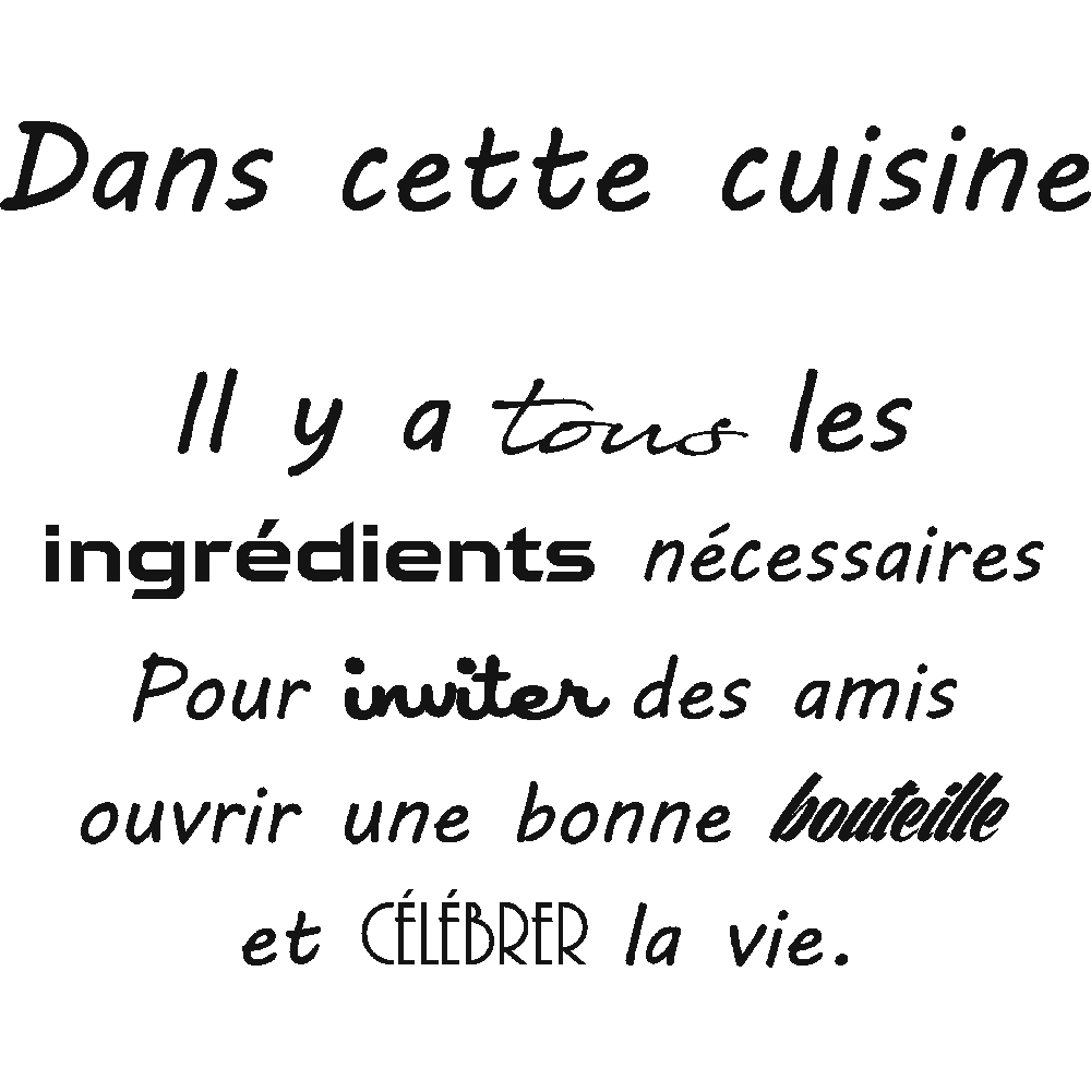 Wall sticker: customization of Dans cette cuisine