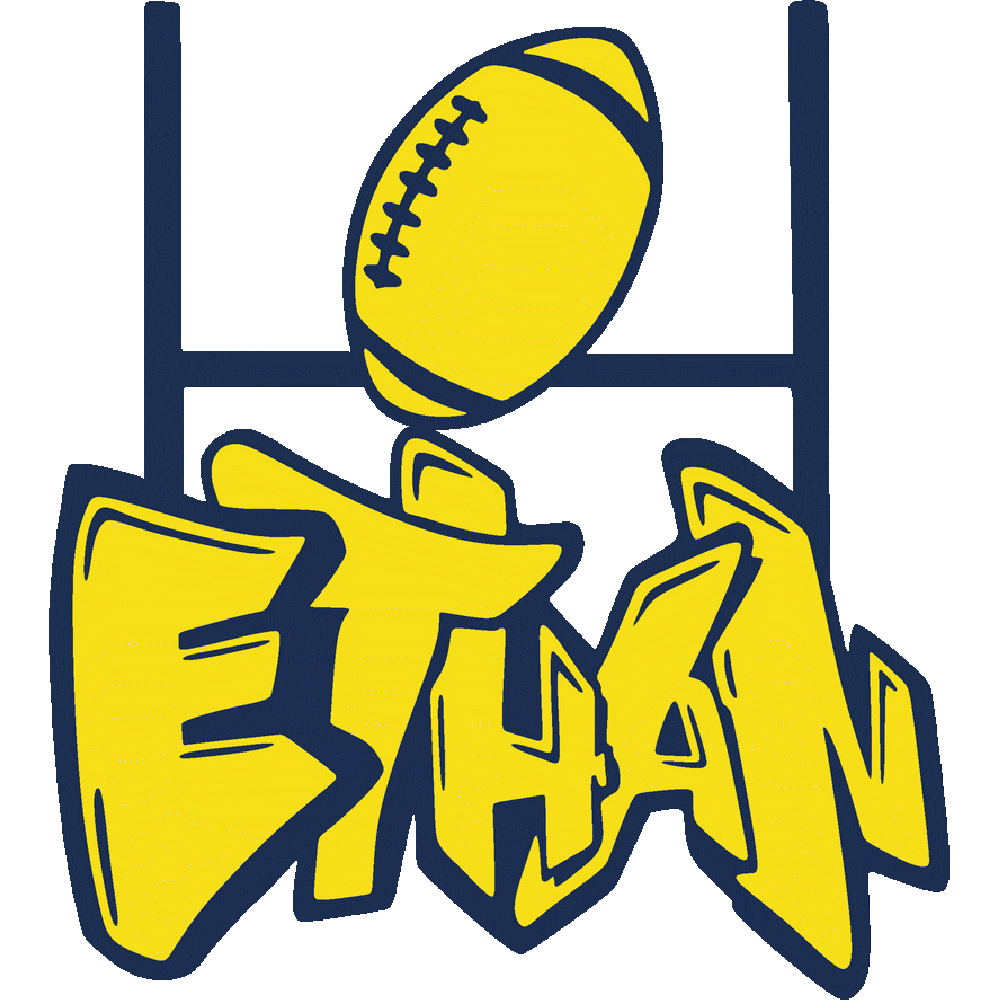 Muur sticker: aanpassing van Ethan Graffiti Rugby Bleu & Jaune