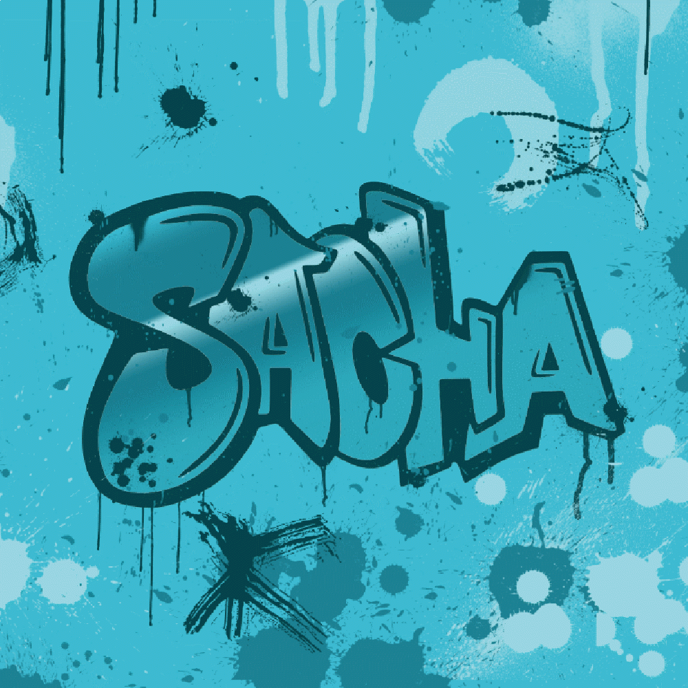 Aanpassing van Toile Sacha Graffiti Bleu