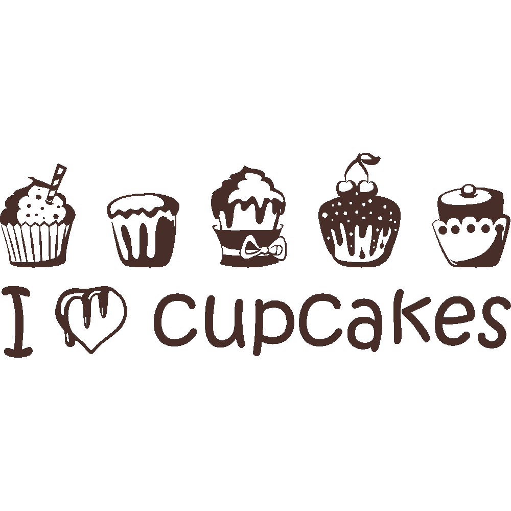 Muur sticker: aanpassing van I Love Cupcakes