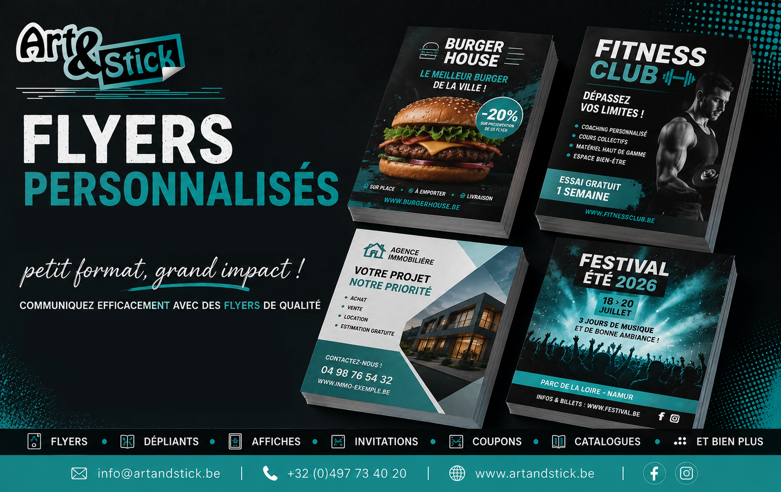Impression de flyers personnalisés A6 A5 A4 et DL en Belgique